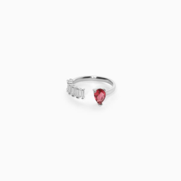 Silk Red Glittering Baguettes Ring