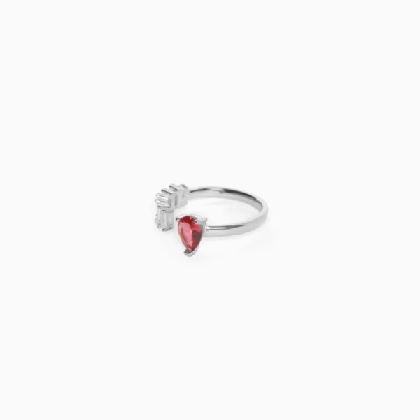 Silk Red Glittering Baguettes Ring