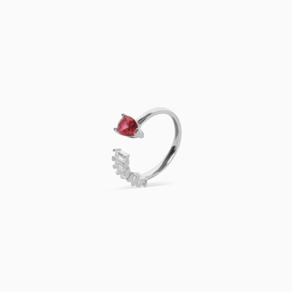 Silk Red Glittering Baguettes Ring